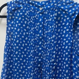CAbi Blue Floral Button-Up Blouse